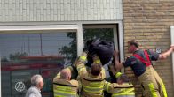 Kat zit vast in kiepraam in Maastricht en raakt gewond: 'Hing er al een hele tijd'