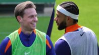 Beelden: Frenkie én zweetband Memphis in actie op het trainingsveld